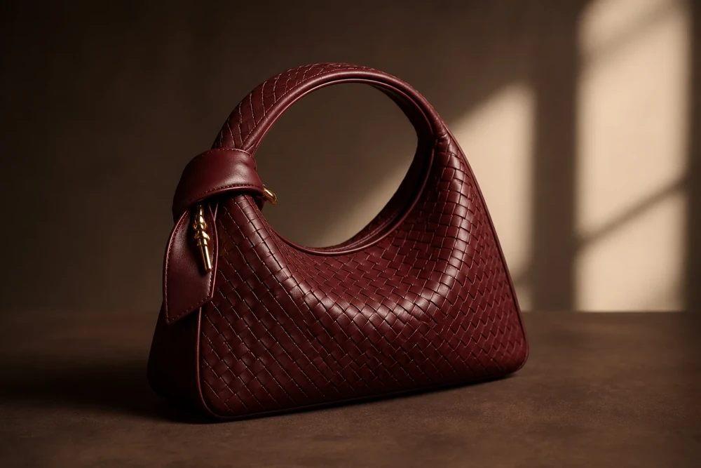 Premium woven leather handbag