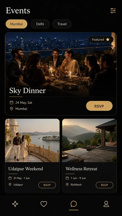 Events discovery and RSVP screen